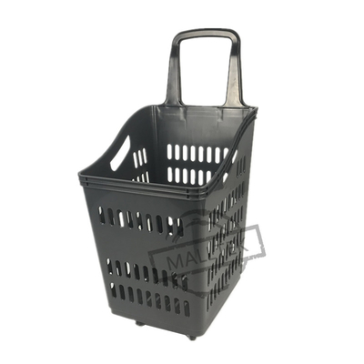 Cheaper Price Capacity Plastic Supermarket Shopping Basket With Handle And 2 Wheels