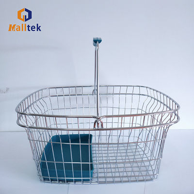 Popular Zinc / Chrome Plating Cosmetics Shop Wire Metal Grocery Shopping Basket With Plastic Tray