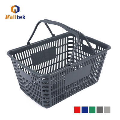 Logo-Printed Double Handle Plastic Basket for Supermarket Retail Shopping