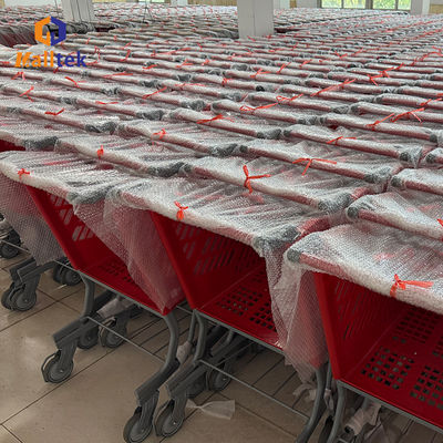 180L Half Plastic Supermarket Shopping Trolley With Metal Base Feet For Supermartket