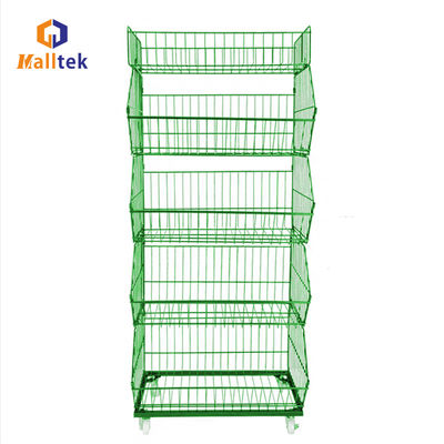 Customized Supermarket Rolling Metal Wire Container Promotion Mesh Cage With Wheels